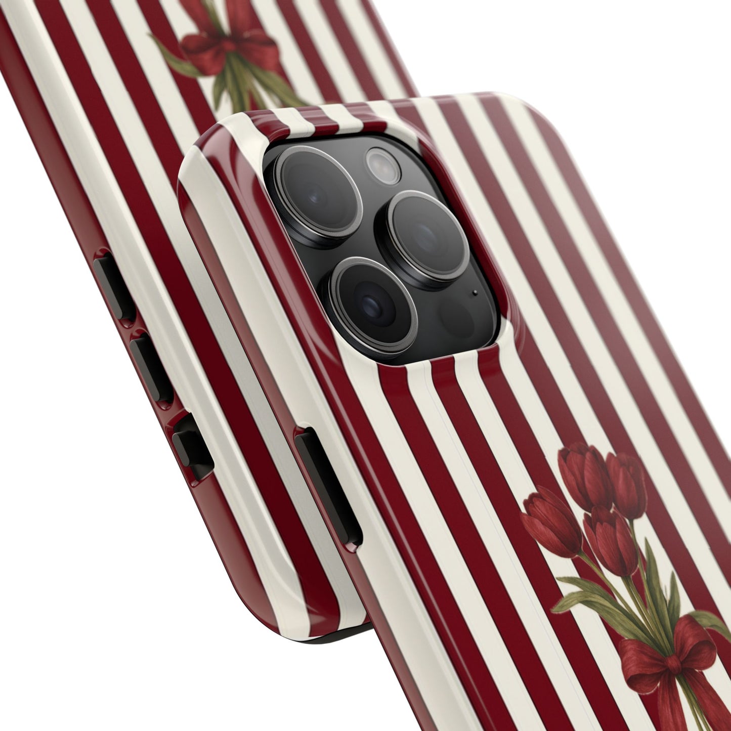 Tough Phone Case —Red Stripe Floral Bouquet