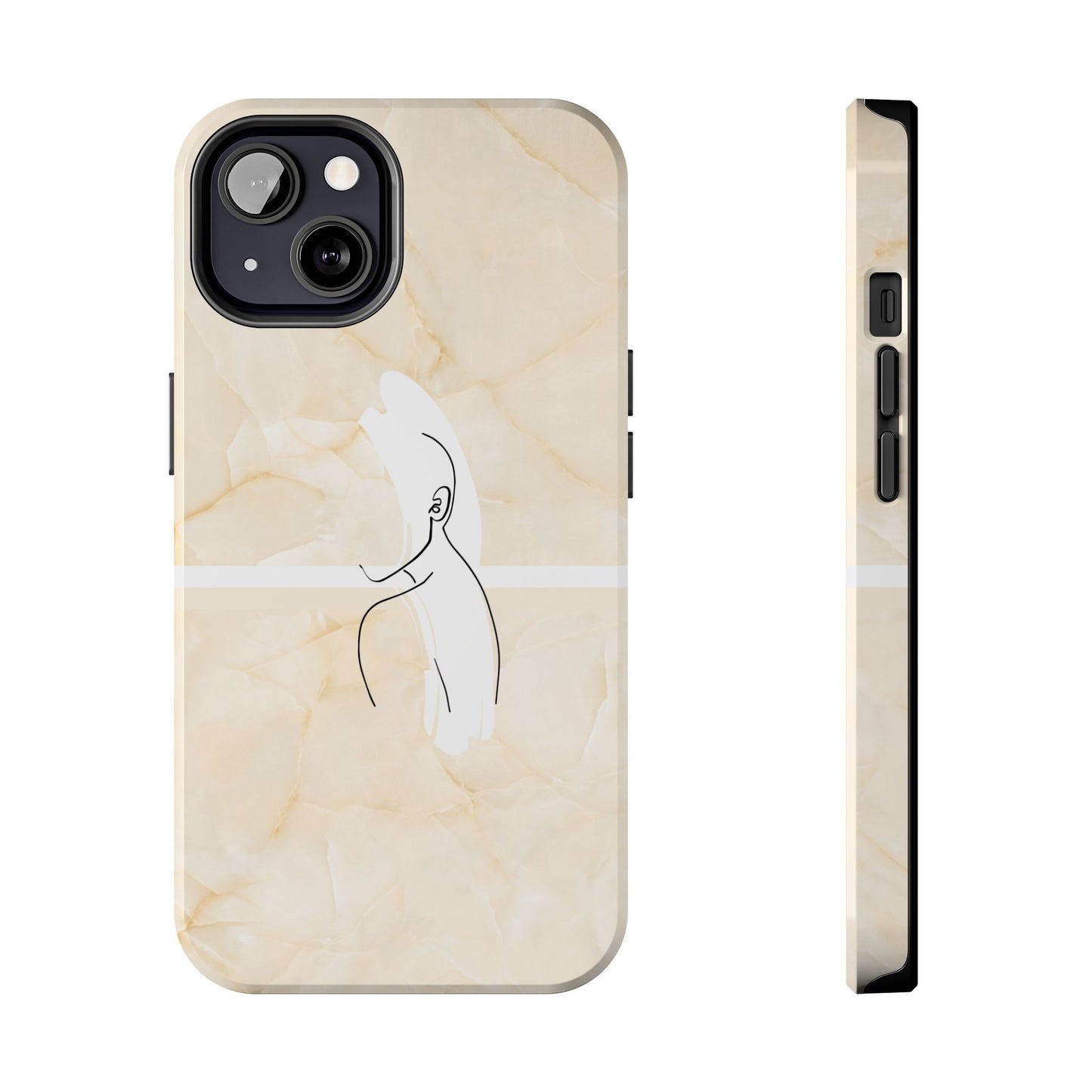 Tough Phone Case — Marble Minimalist Line Art