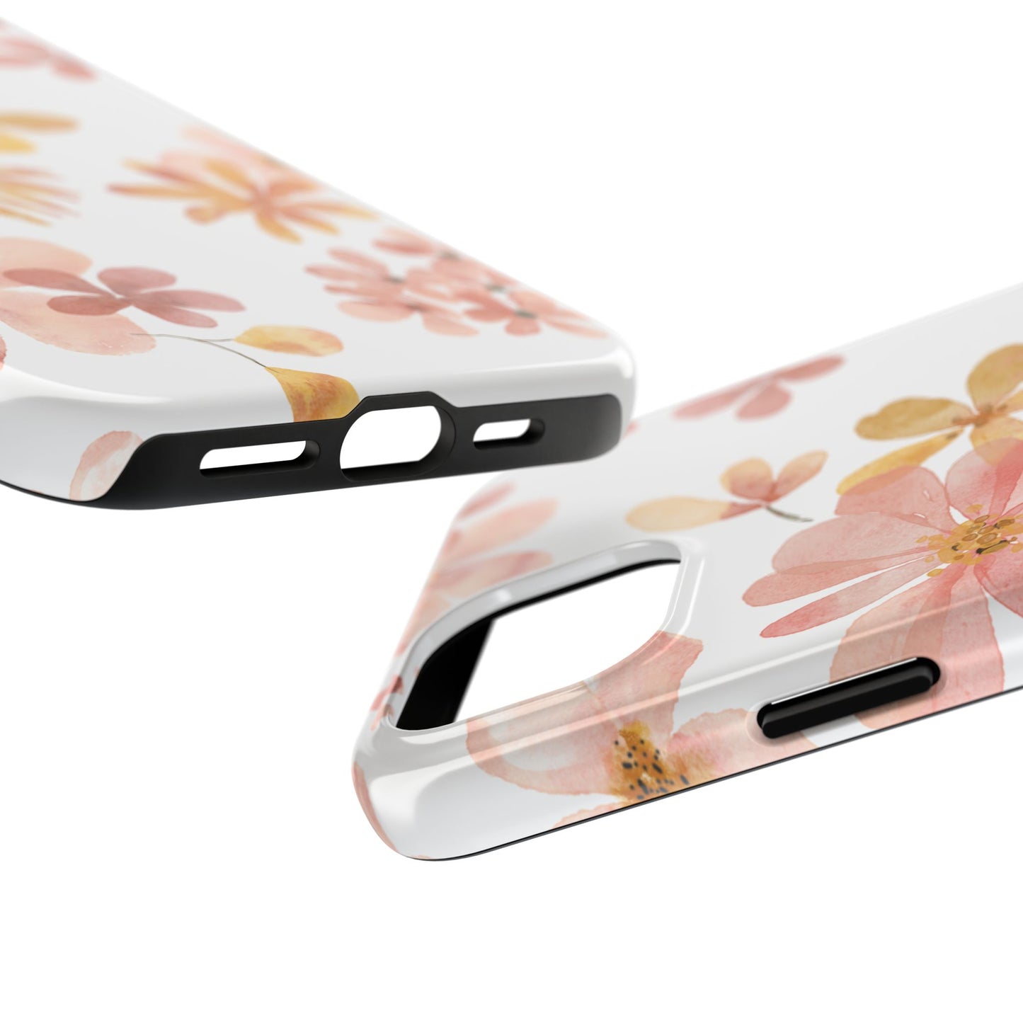 Tough Phone Case — Pink & Gold Blossom Protective Cover