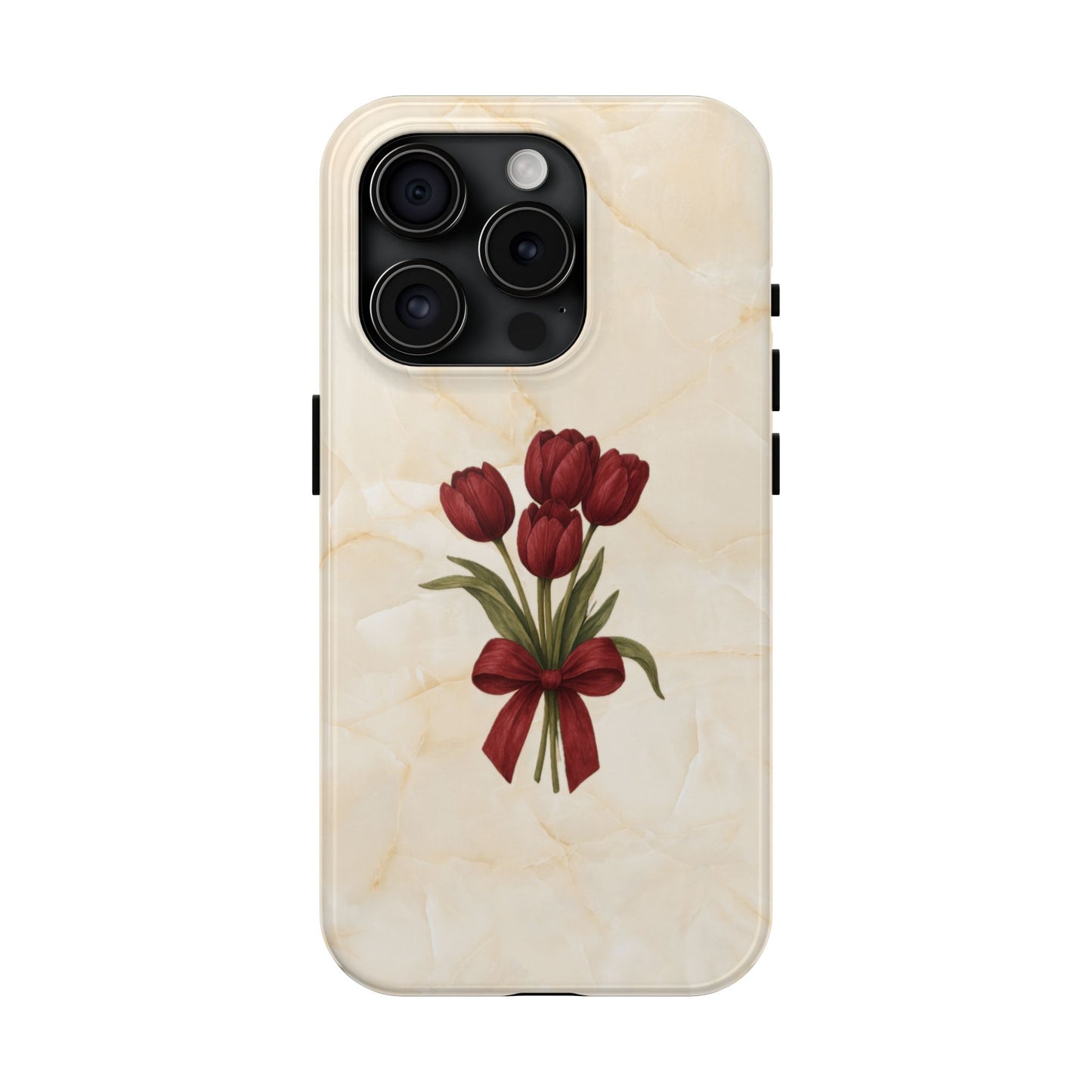 Tough Phone Case — Red Tulip Bouquet on Marble