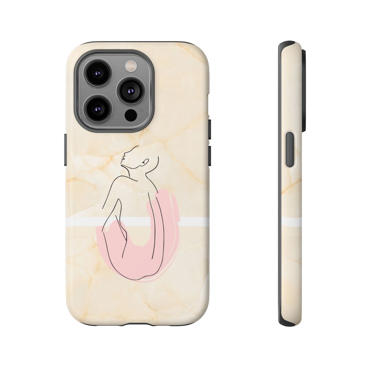 Tough Phone Case — Marble Minimalist Line Art