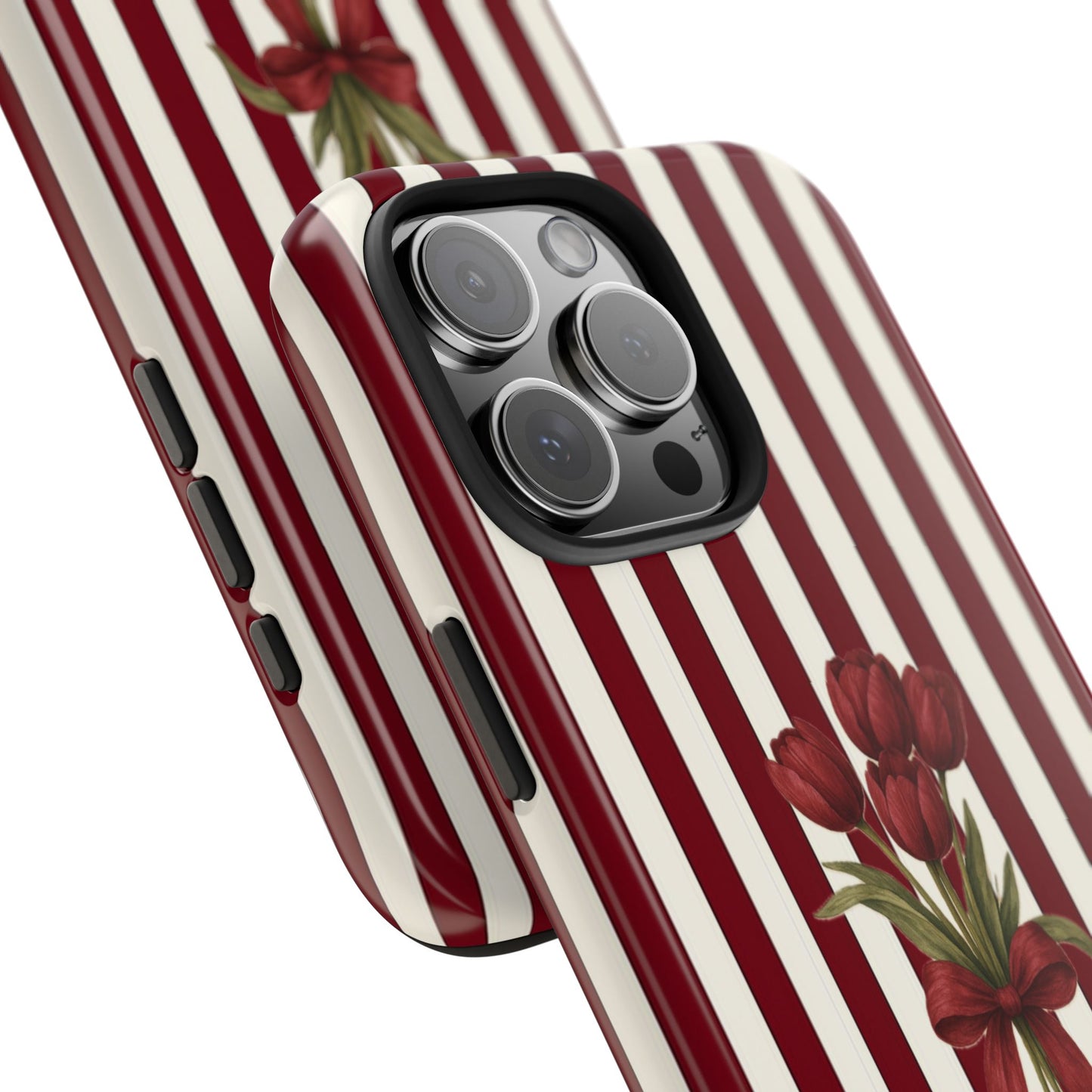Tough Phone Case —Red Stripe Floral Bouquet