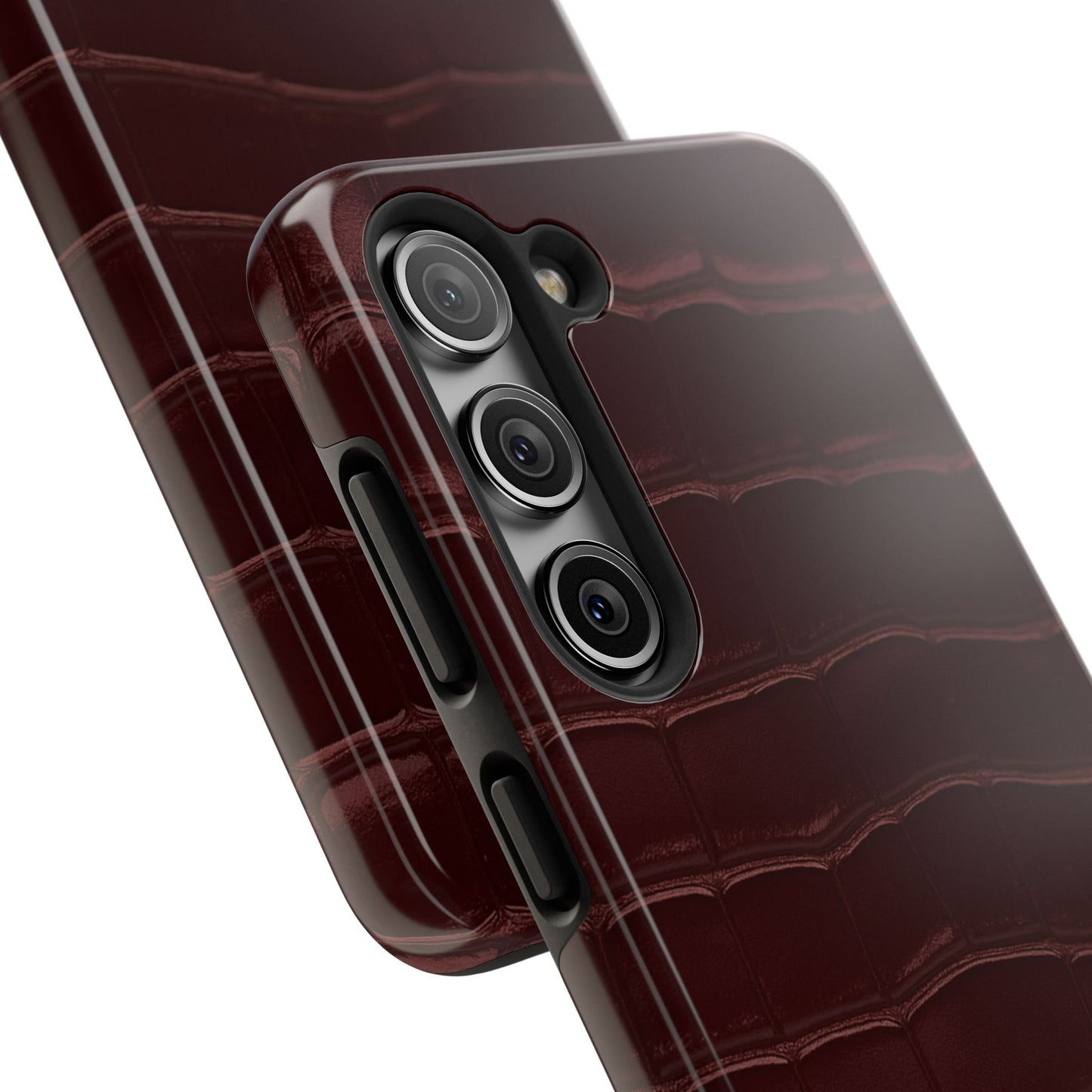 Tough Phone Case — Burgundy, Croc-Embossed