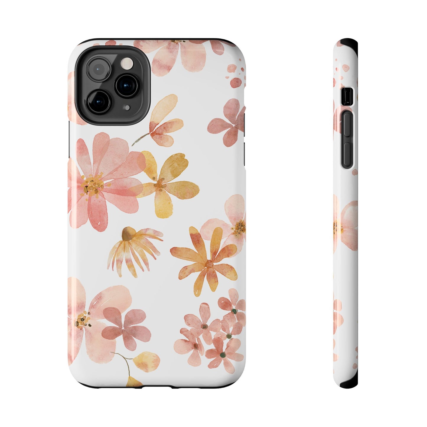 Tough Phone Case — Pink & Gold Blossom Protective Cover
