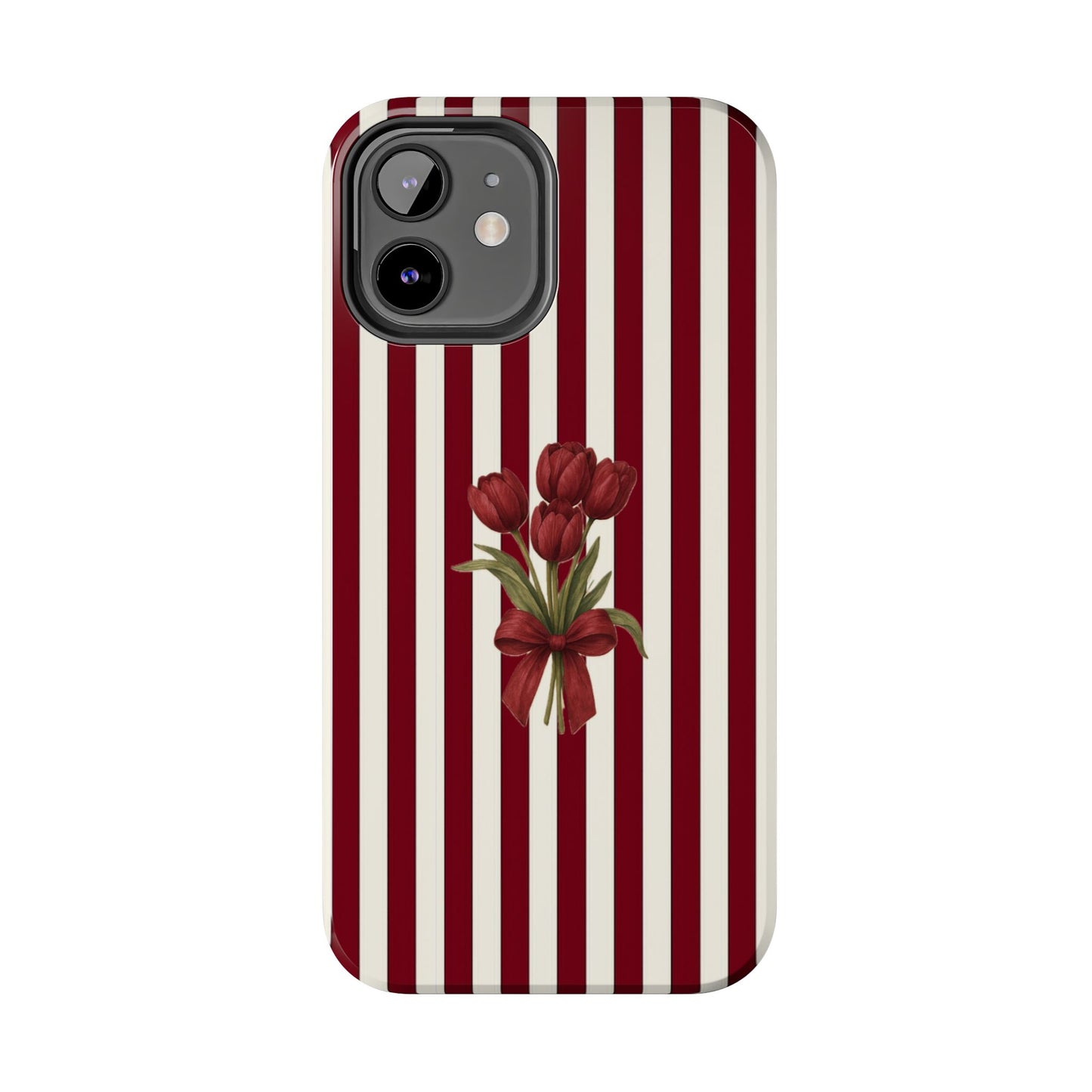 Tough Phone Case —Red Stripe Floral Bouquet