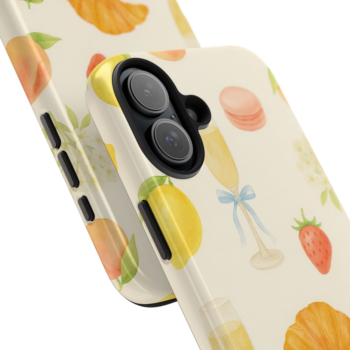 Tough Phone Case — Strawberries, Croissant & Champagne Floral Design