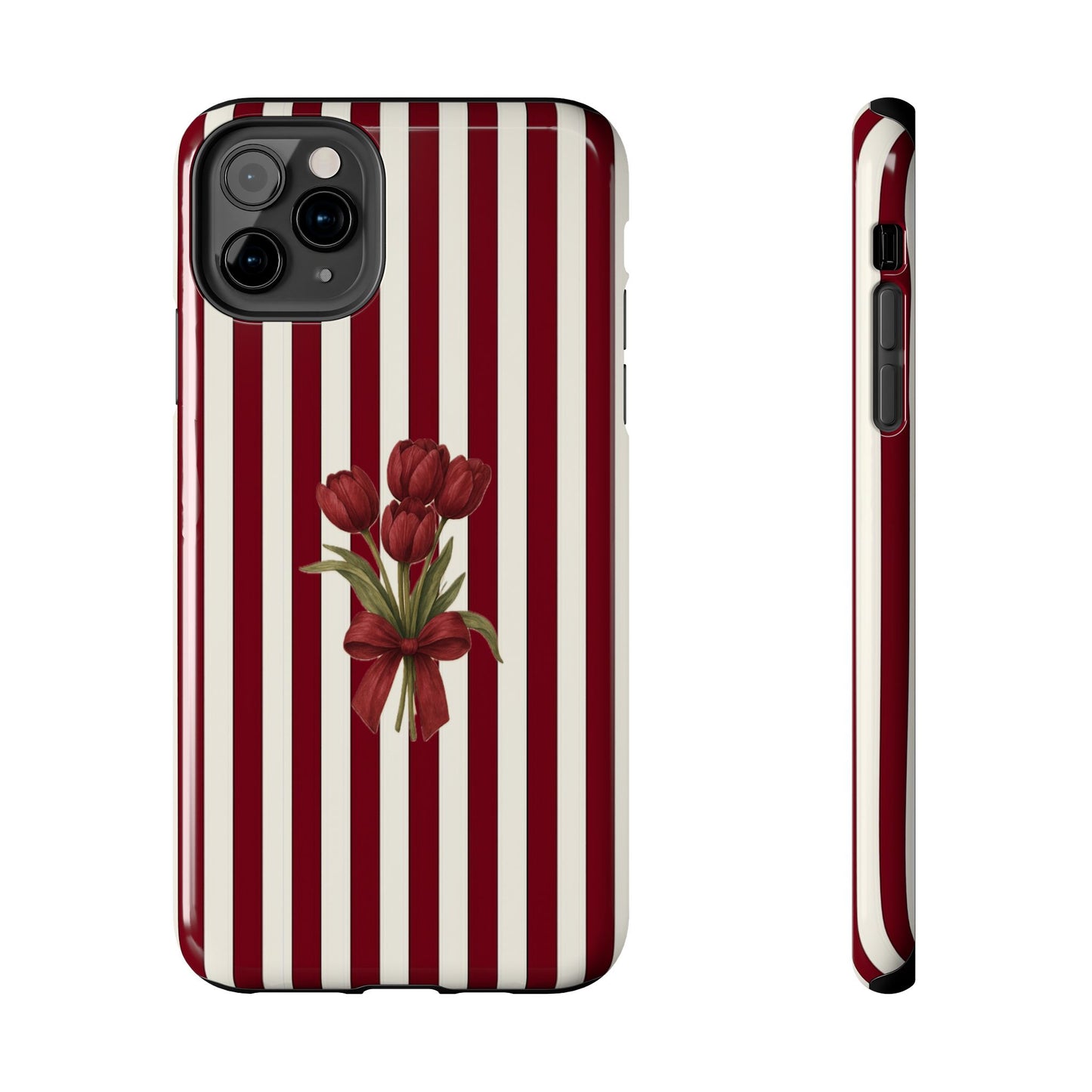 Tough Phone Case —Red Stripe Floral Bouquet
