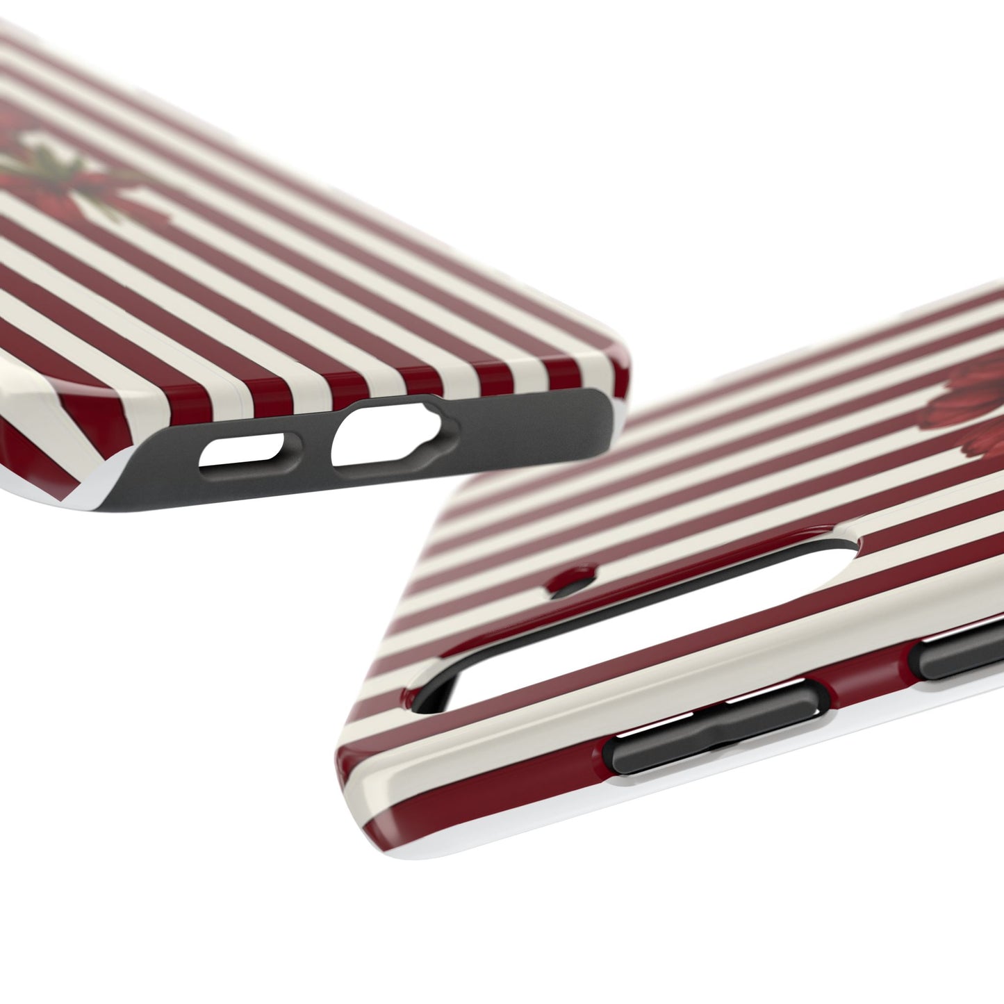 Tough Phone Case —Red Stripe Floral Bouquet