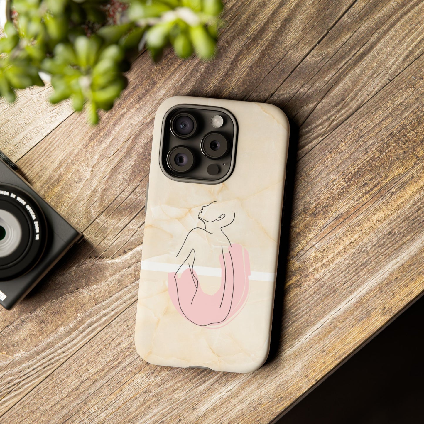 Tough Phone Case — Marble Minimalist Line Art