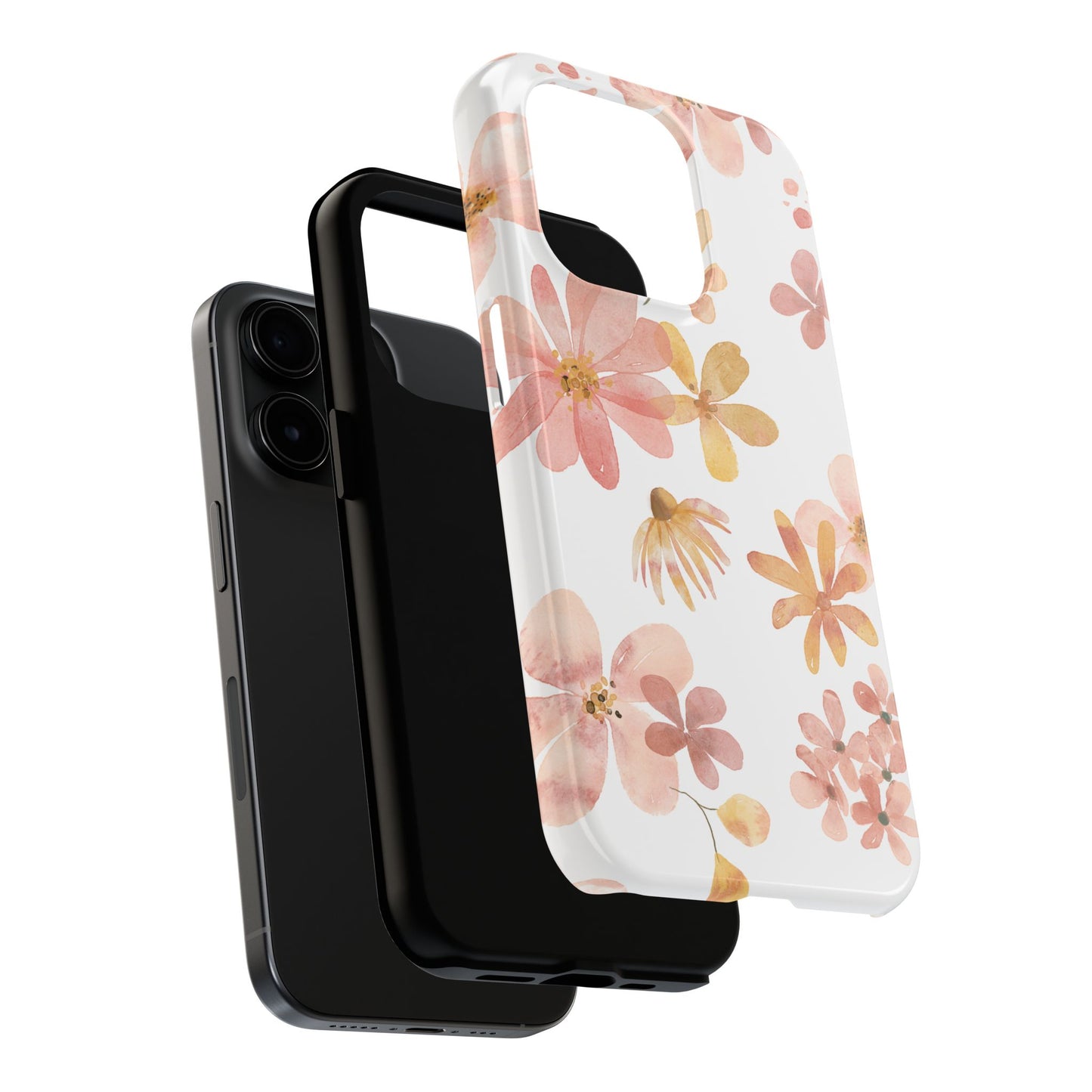 Tough Phone Case — Pink & Gold Blossom Protective Cover