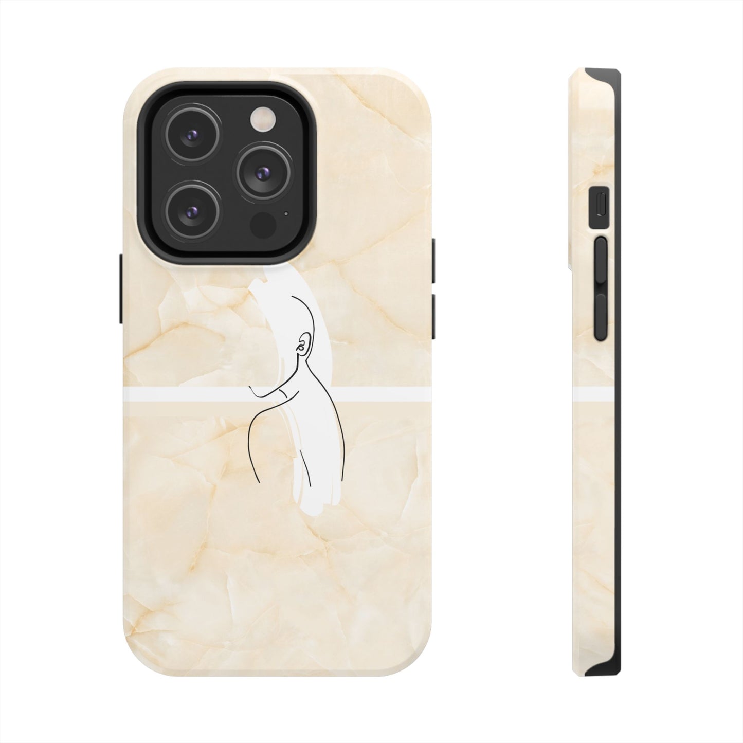 Tough Phone Case — Marble Minimalist Line Art