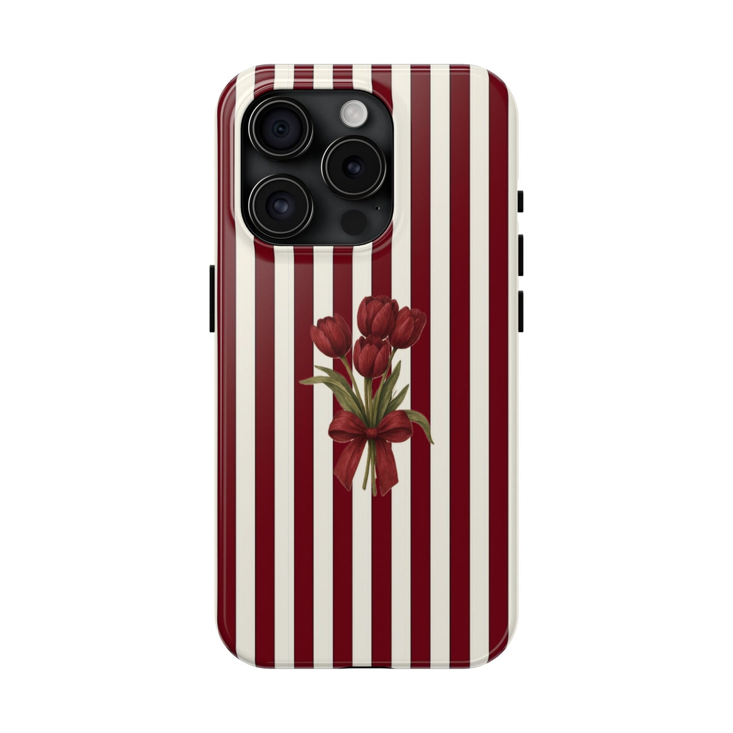 Tough Phone Case —Red Stripe Floral Bouquet