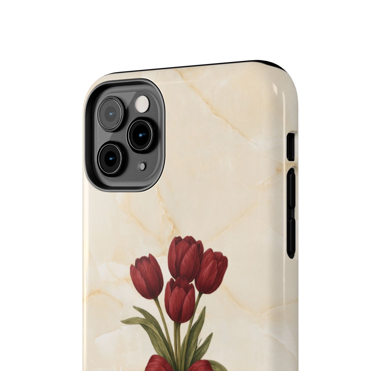 Tough Phone Case — Red Tulip Bouquet on Marble