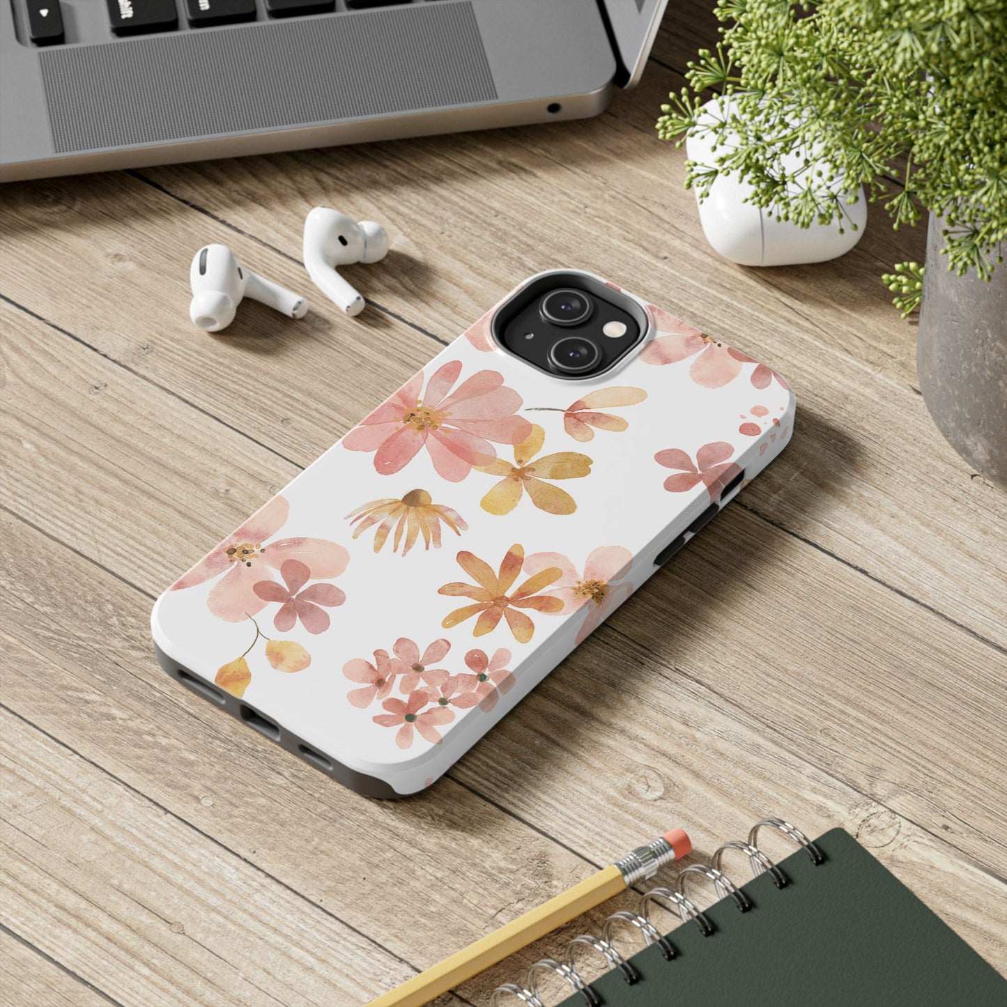 Tough Phone Case — Pink & Gold Blossom Protective Cover