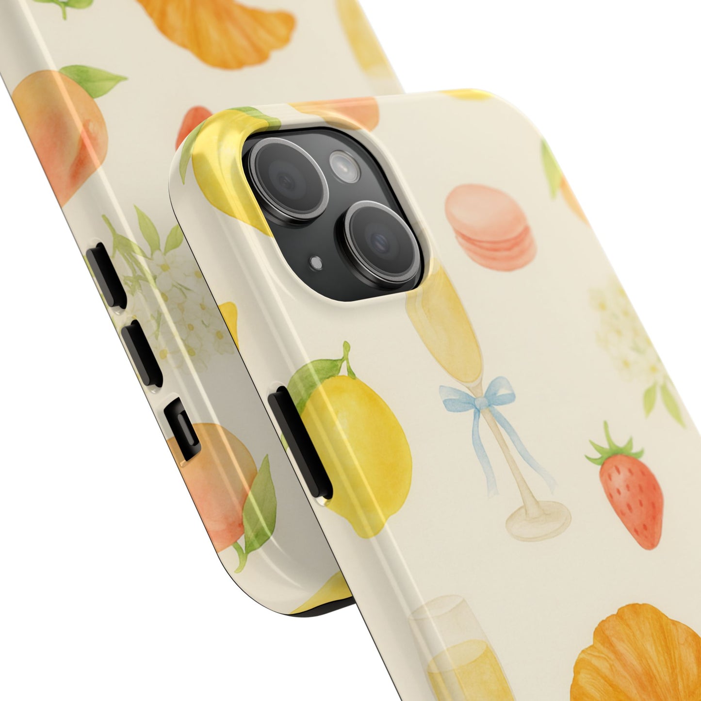 Tough Phone Case — Strawberries, Croissant & Champagne Floral Design