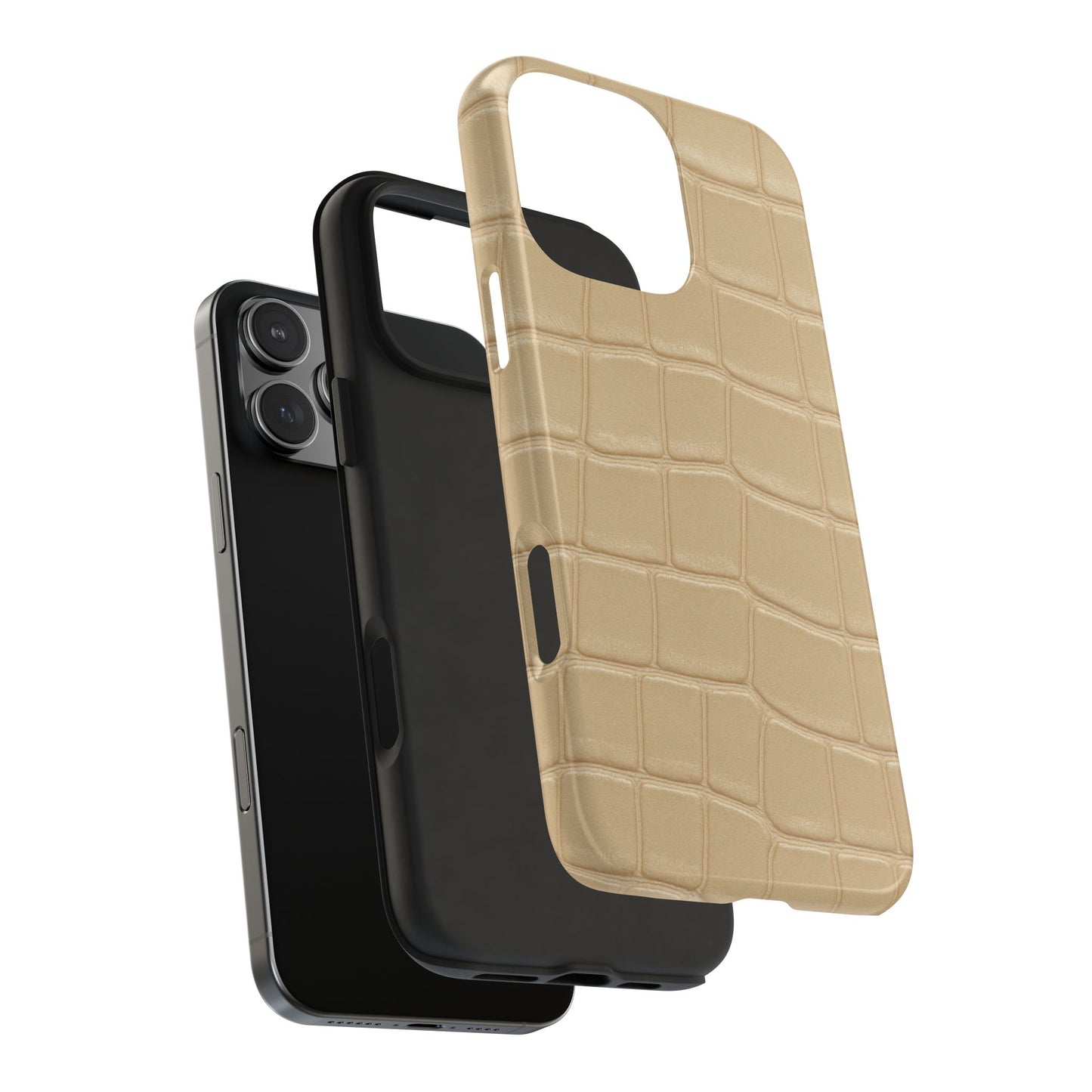 Tough Phone Case — Shockproof Alligator-Texture, Beige Croc