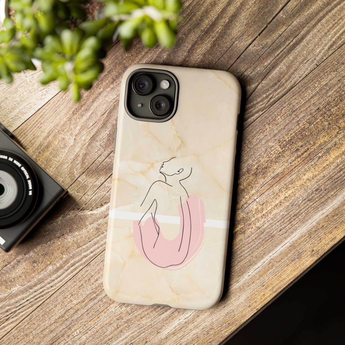 Tough Phone Case — Marble Minimalist Line Art