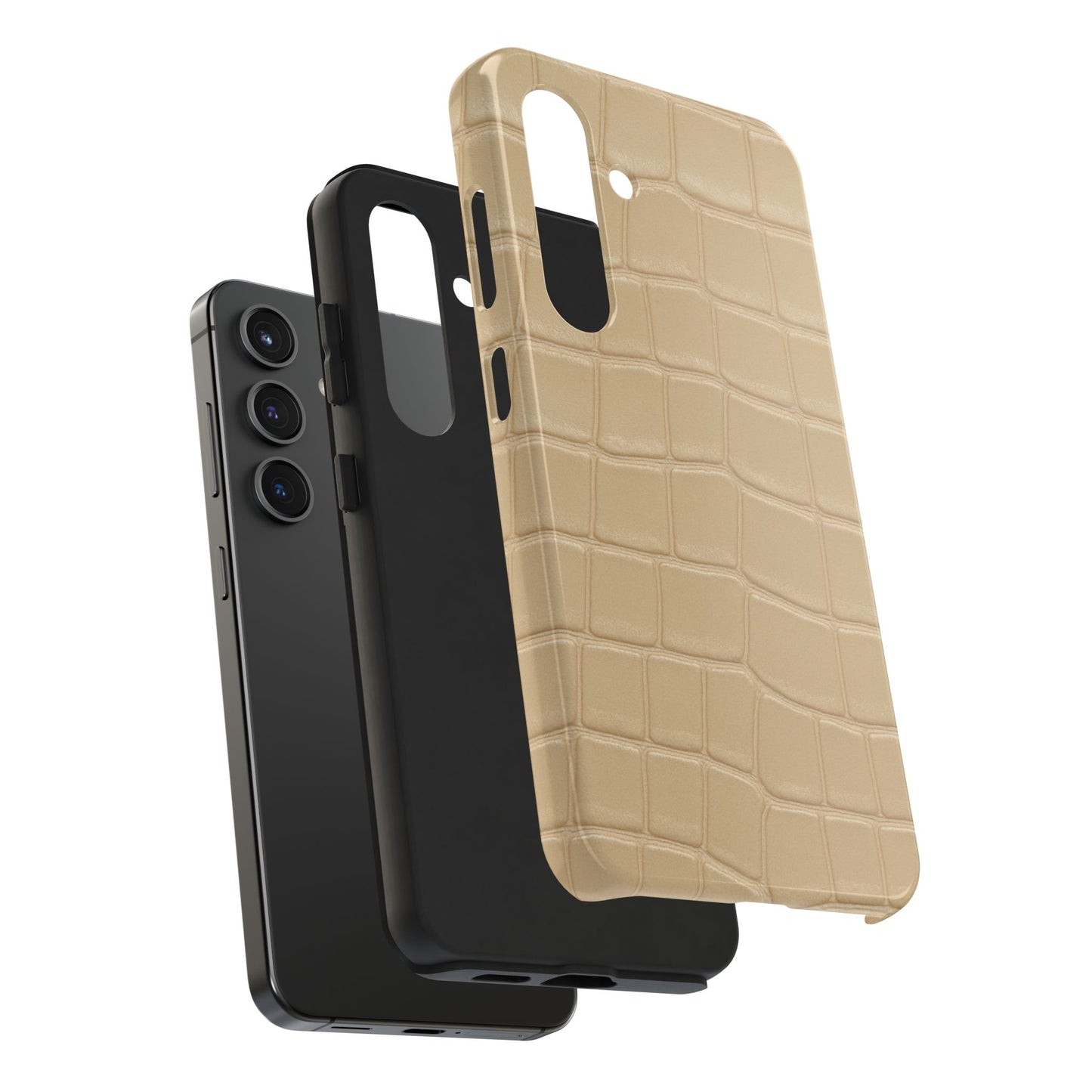 Tough Phone Case — Shockproof Alligator-Texture, Beige Croc