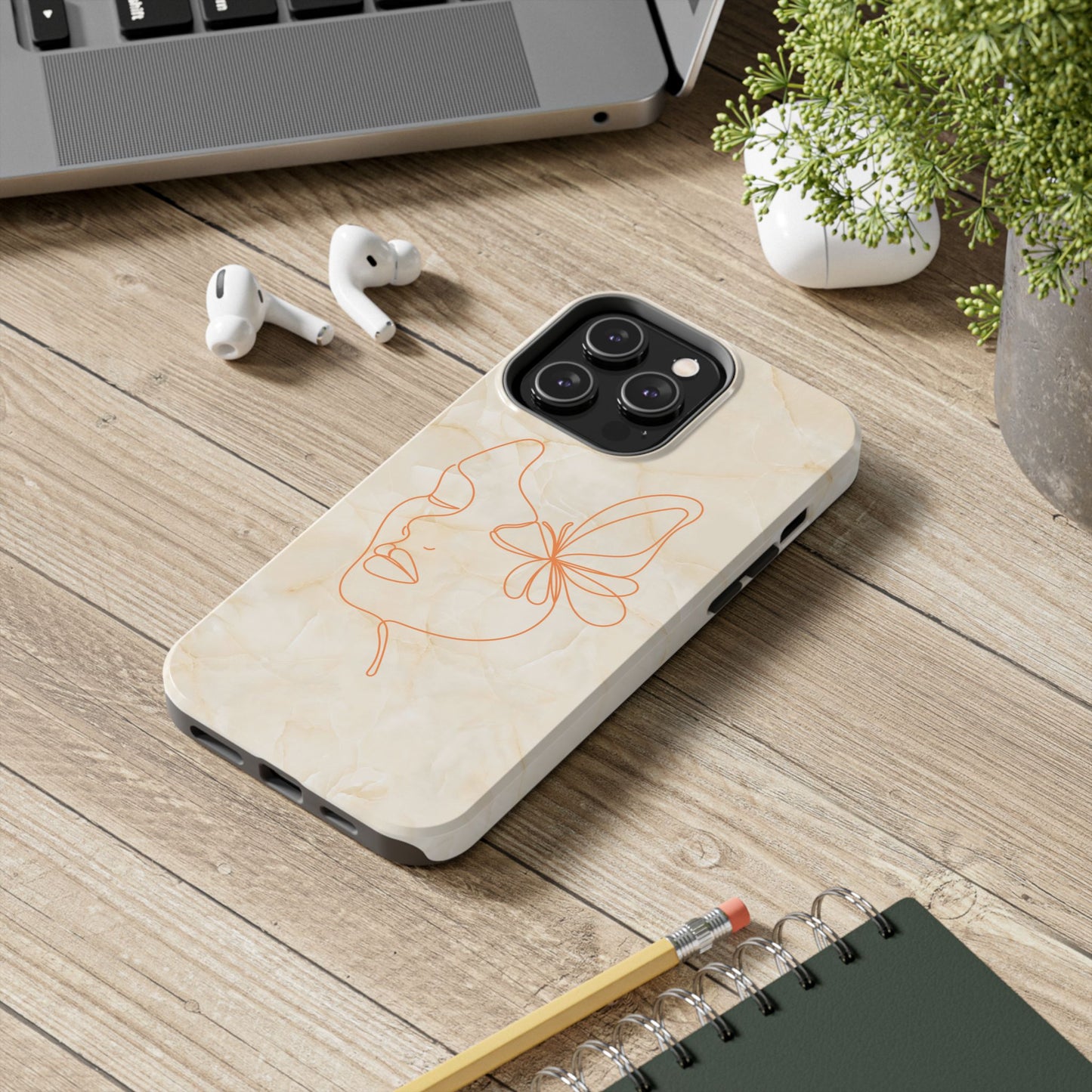 Tough Phone Case —  Marble Line Art, Minimal Elegant