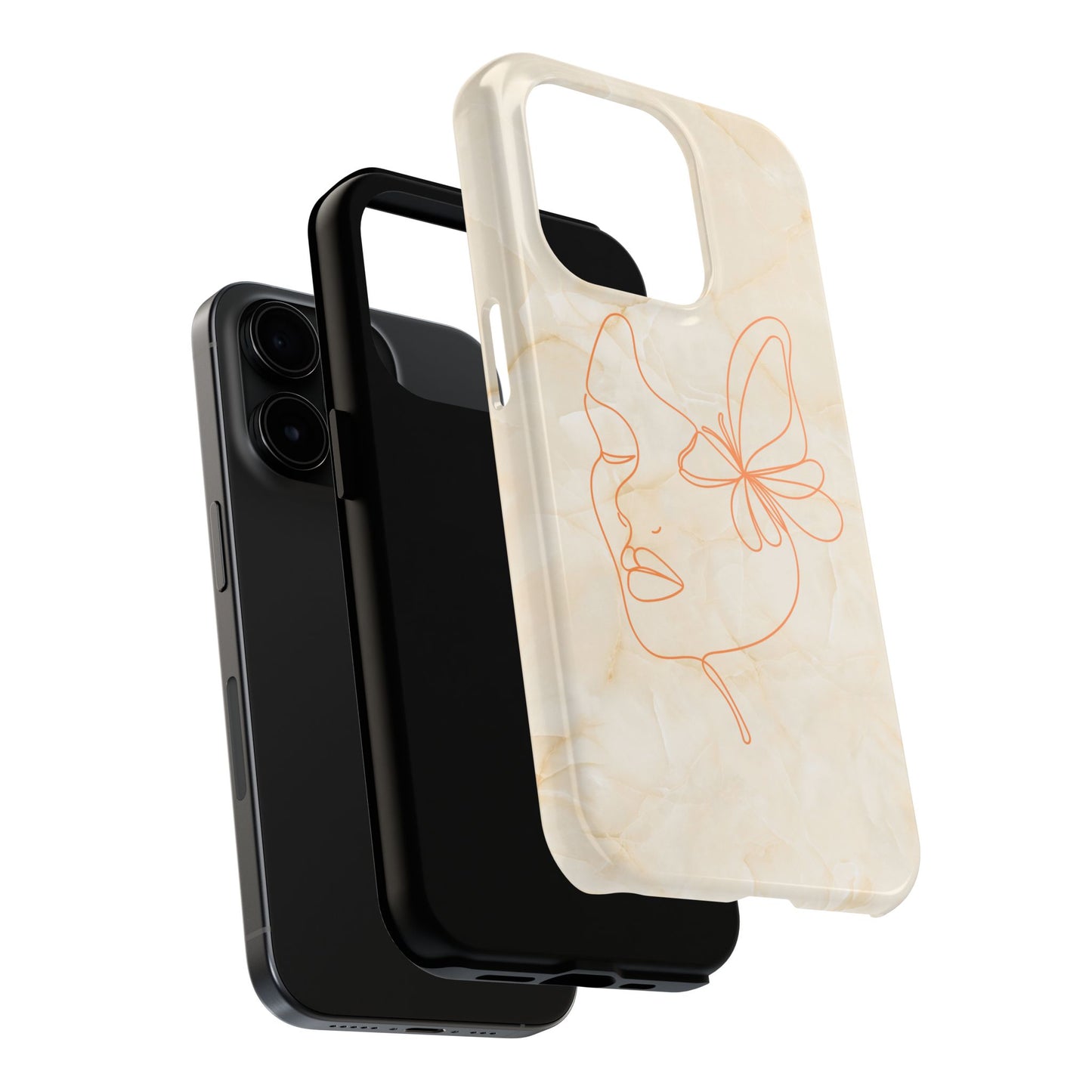 Tough Phone Case —  Marble Line Art, Minimal Elegant