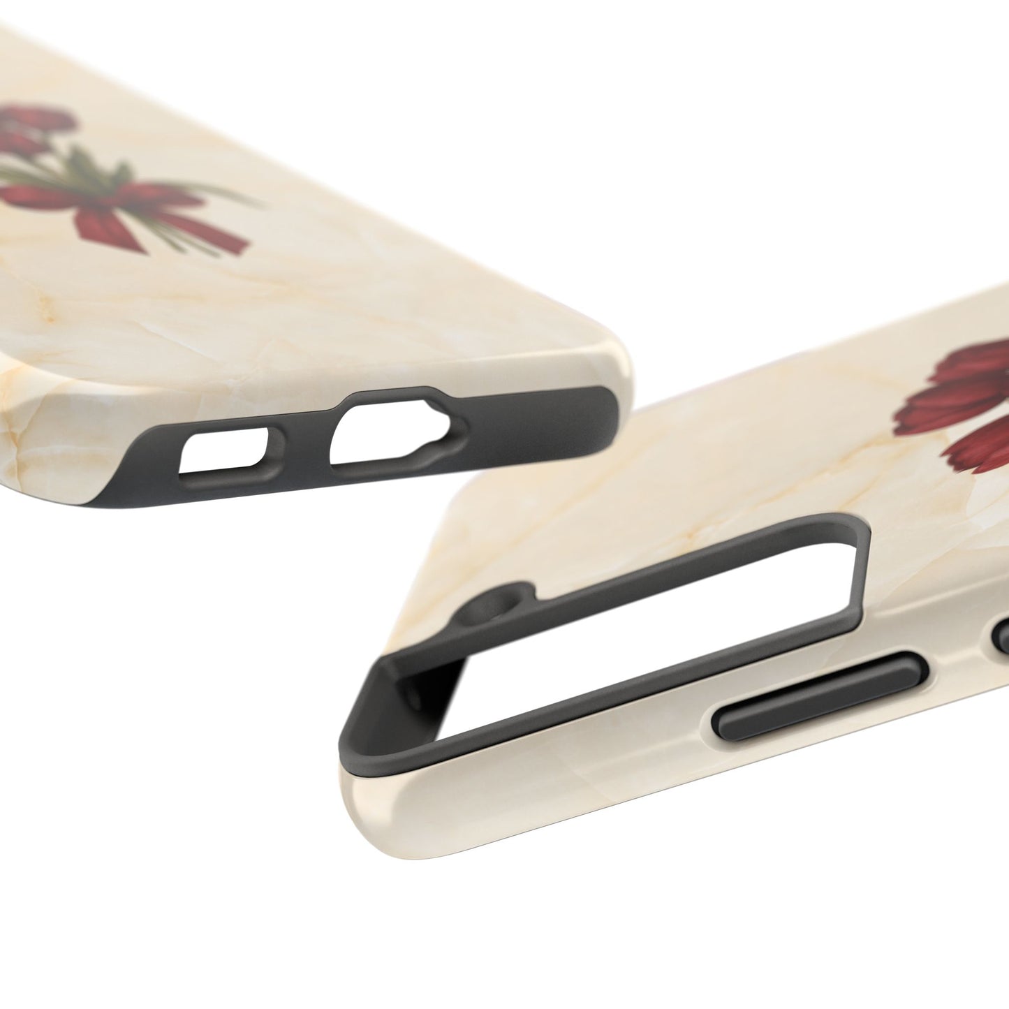 Tough Phone Case — Red Tulip Bouquet on Marble