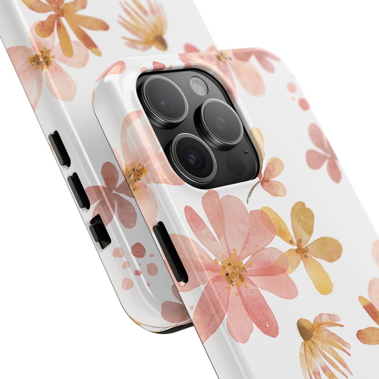 Tough Phone Case — Pink & Gold Blossom Protective Cover