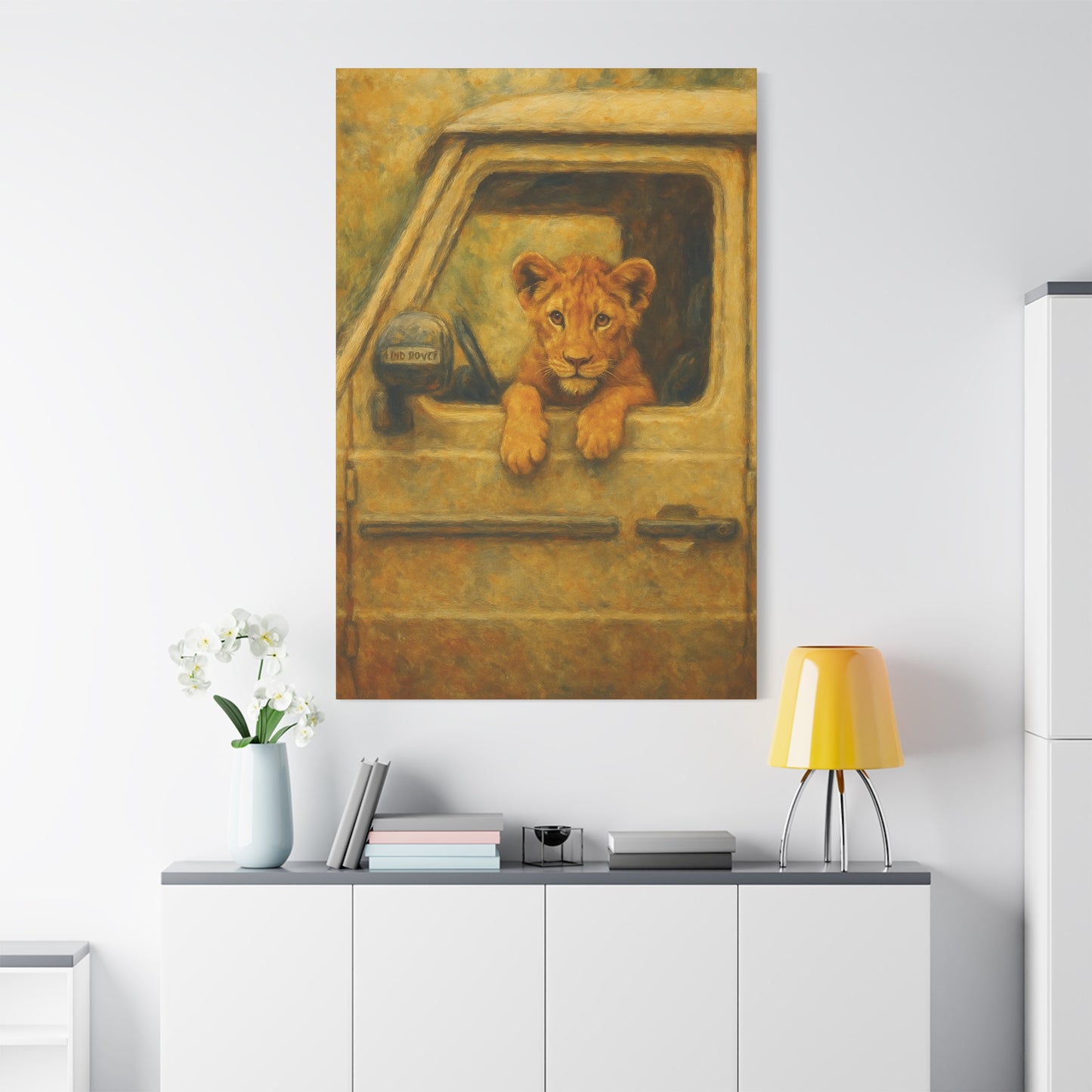 Canvas Wall Art - Lion Animal Jeep Design