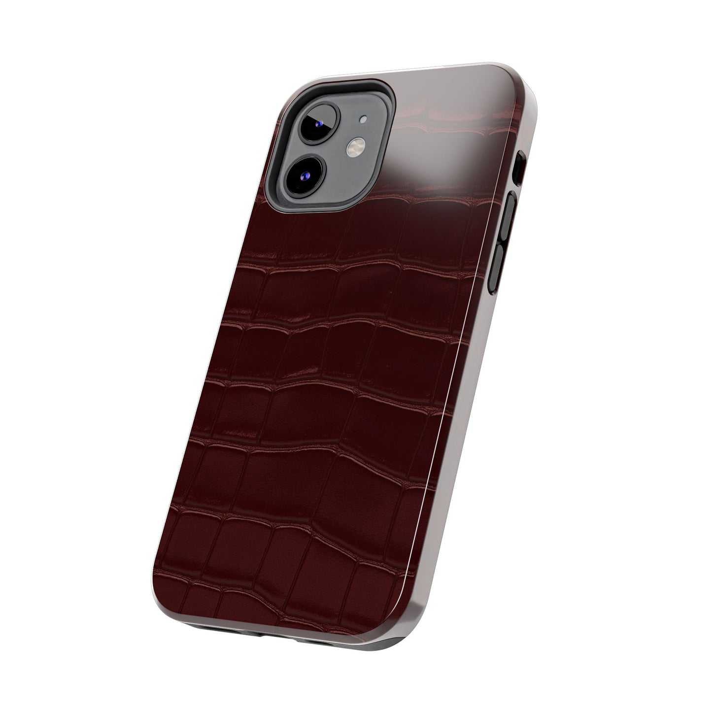 Tough Phone Case — Burgundy, Croc-Embossed