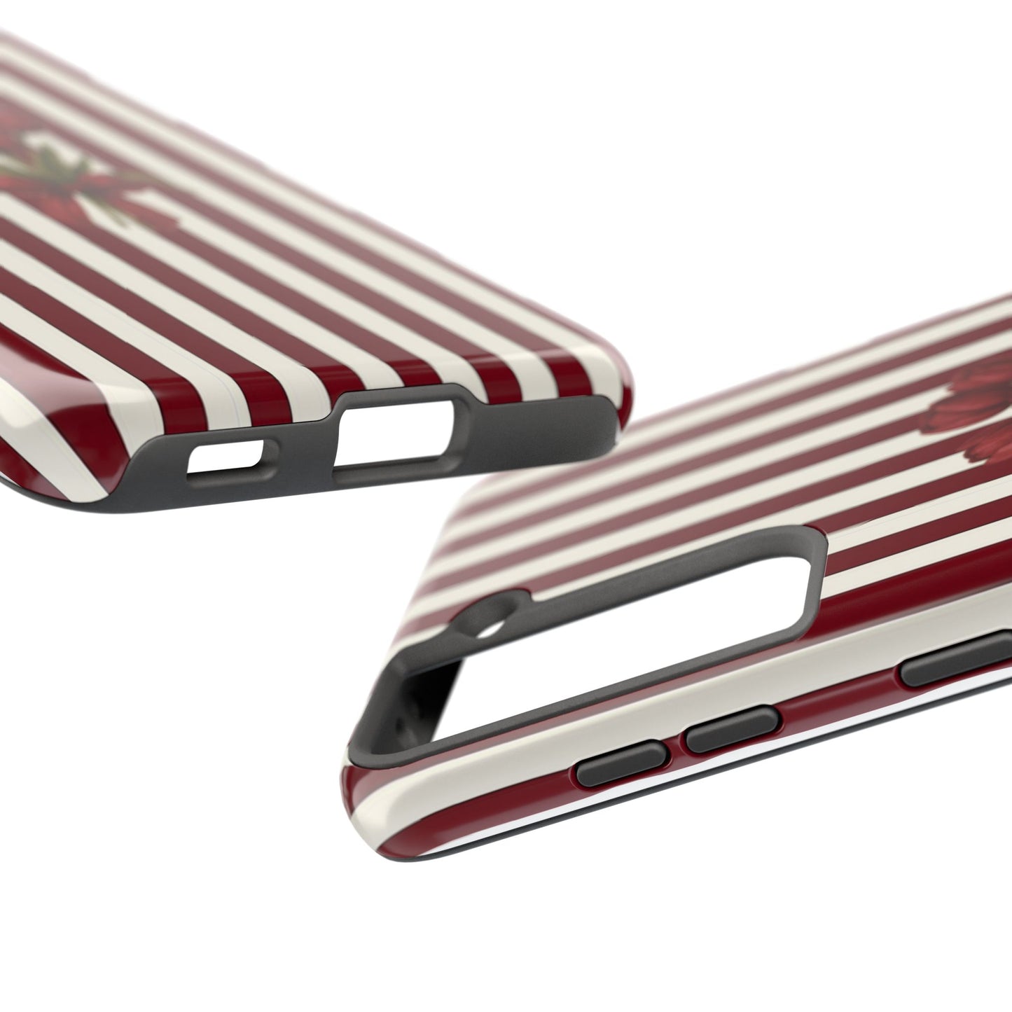 Tough Phone Case —Red Stripe Floral Bouquet