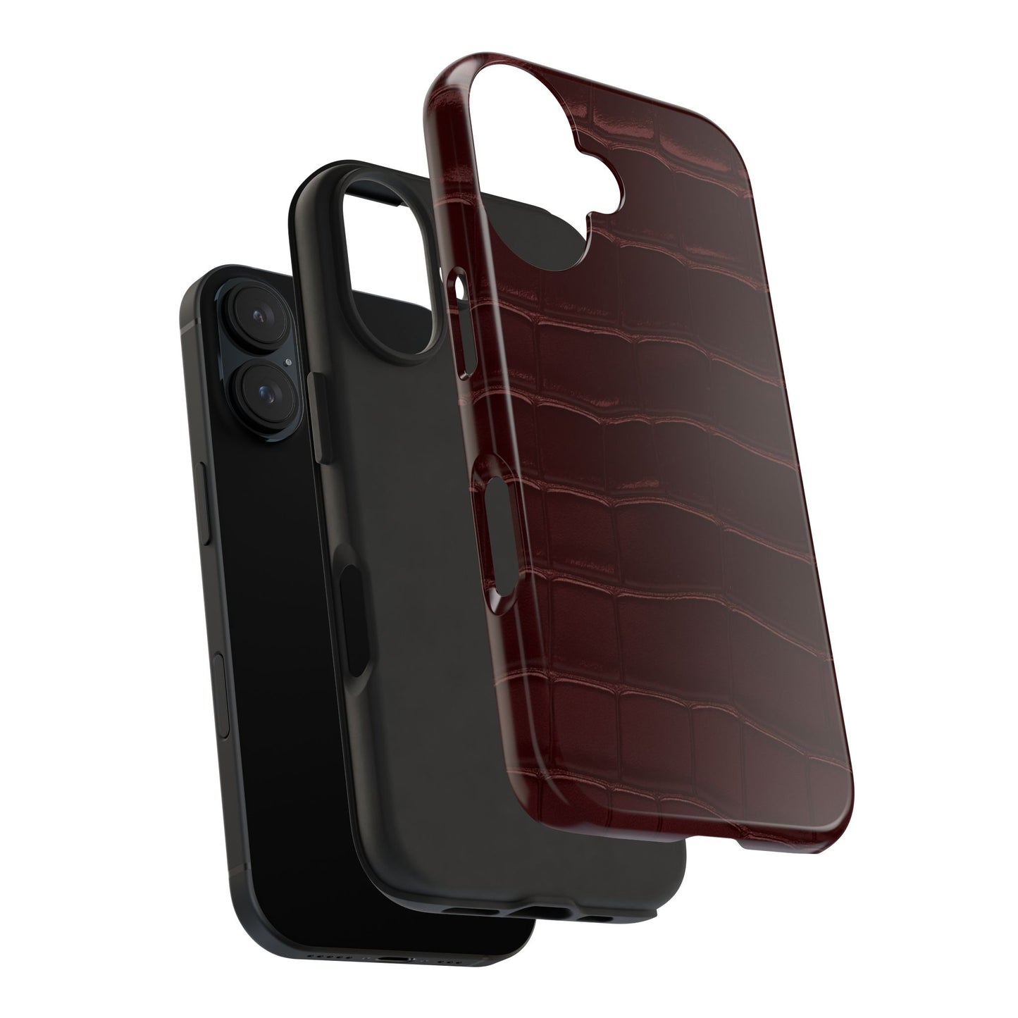 Tough Phone Case — Burgundy, Croc-Embossed