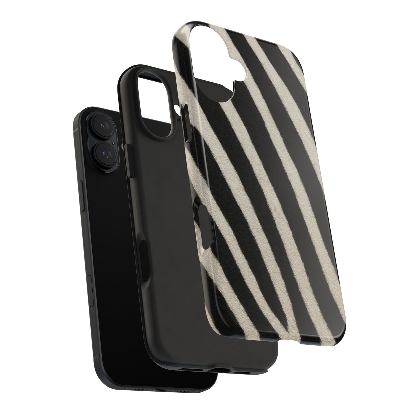 Tough Phone Case —Zebra Stripe, Black & White Animal Print