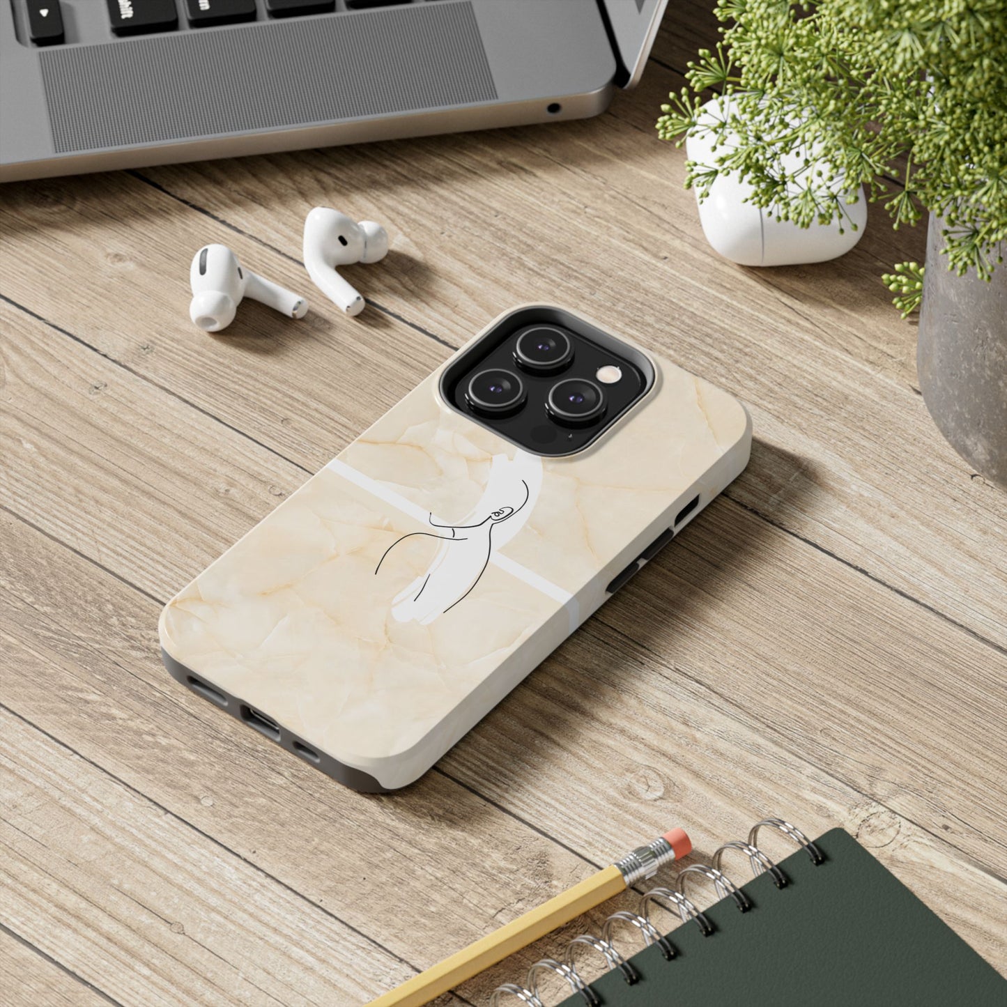 Tough Phone Case — Marble Minimalist Line Art