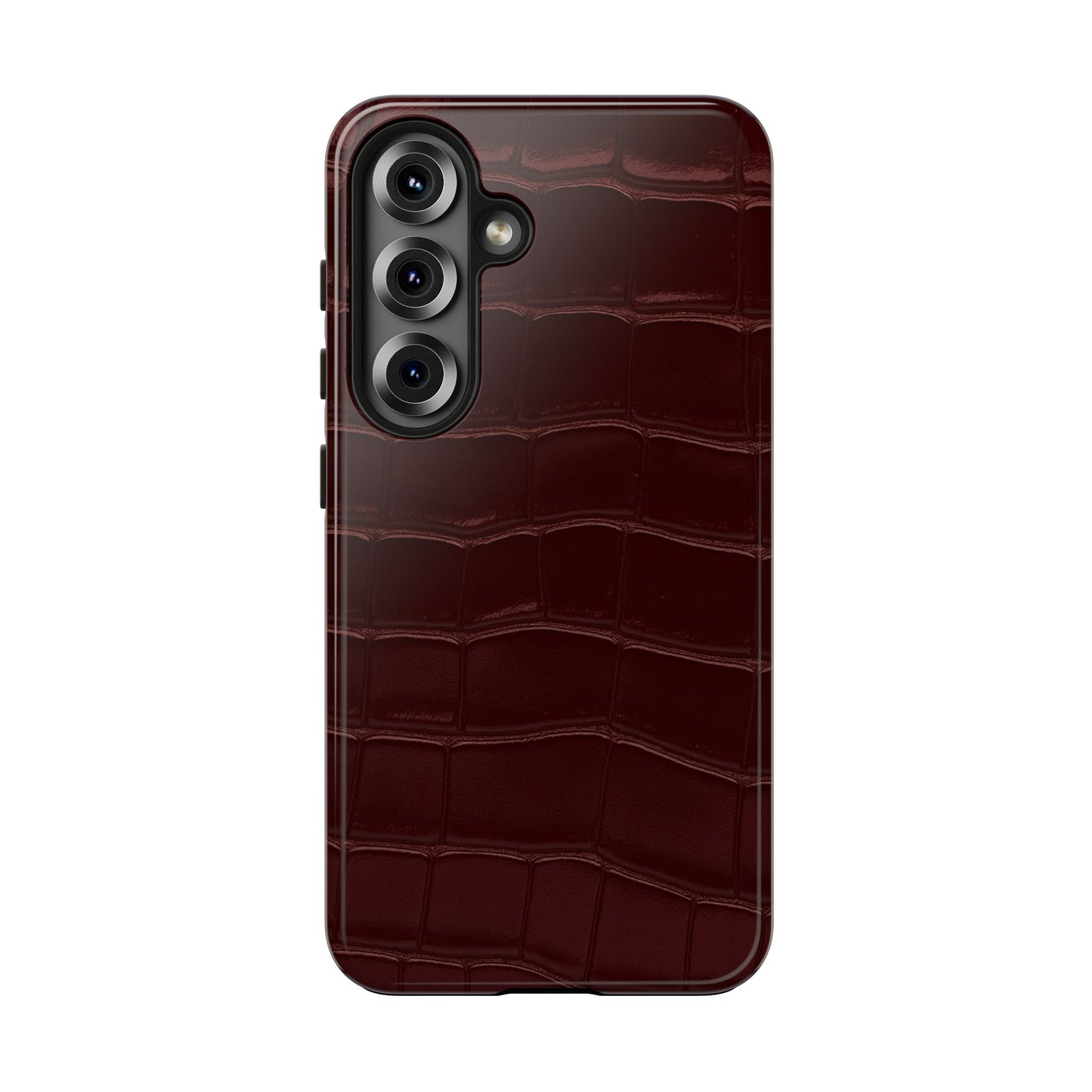 Tough Phone Case — Burgundy, Croc-Embossed