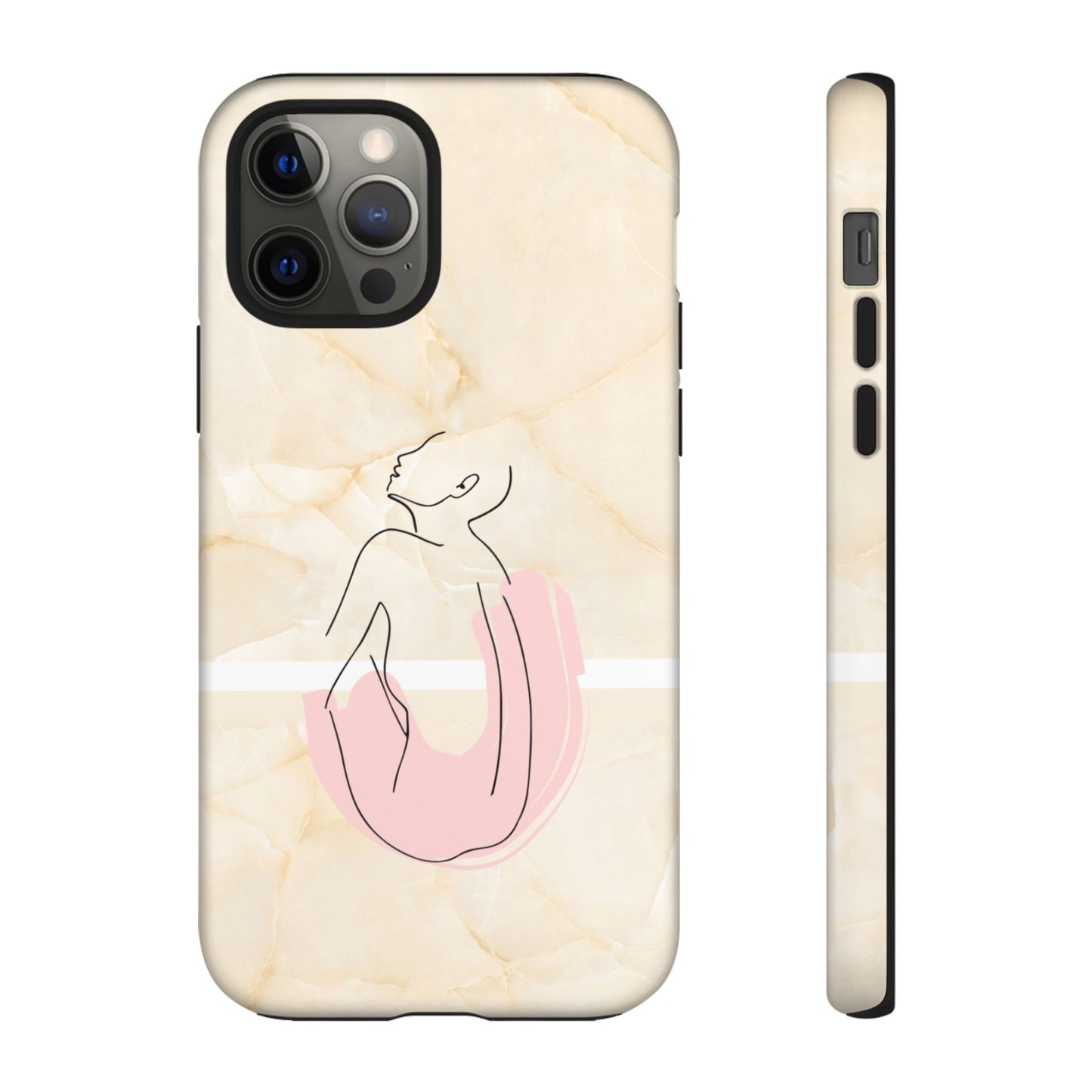 Tough Phone Case — Marble Minimalist Line Art