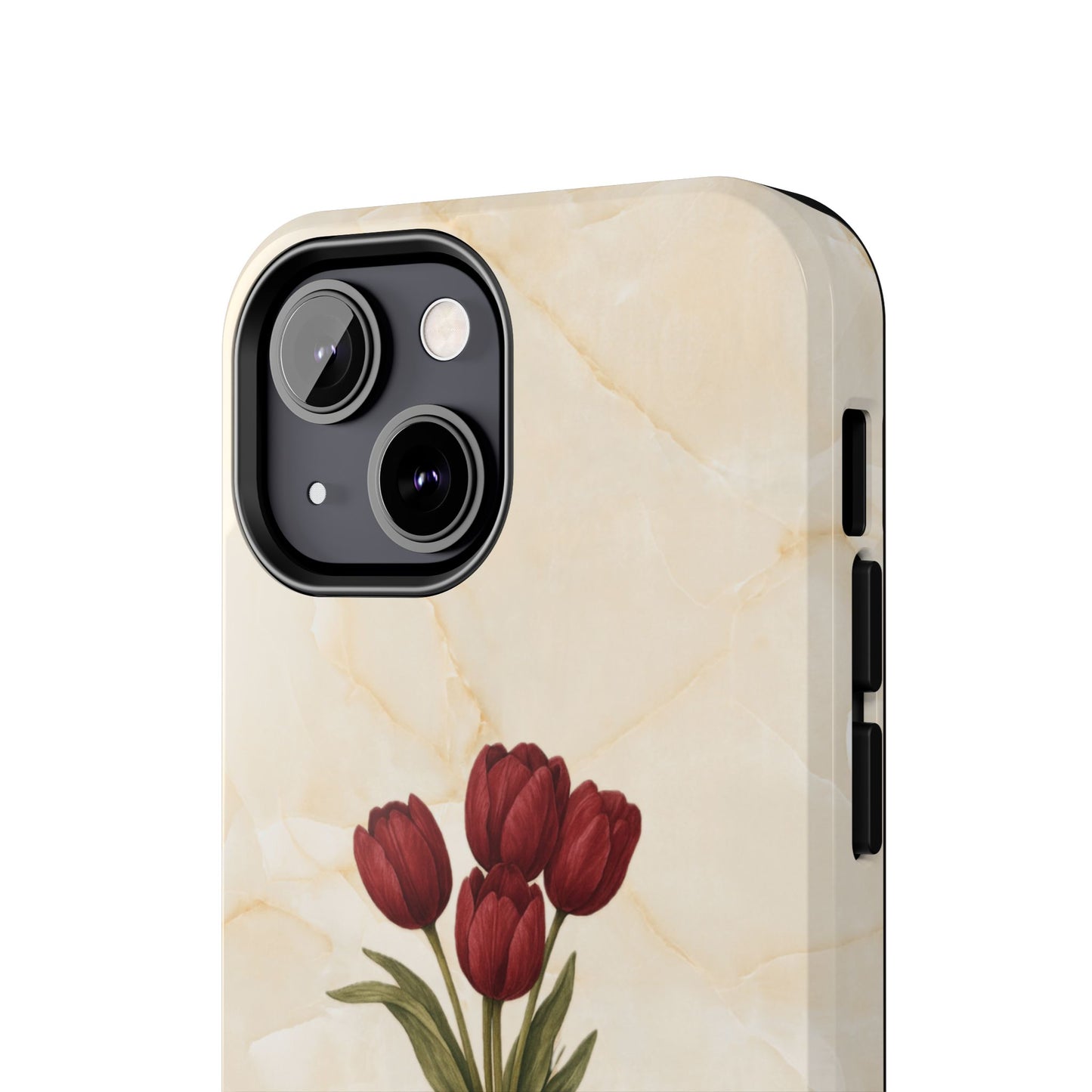 Tough Phone Case — Red Tulip Bouquet on Marble
