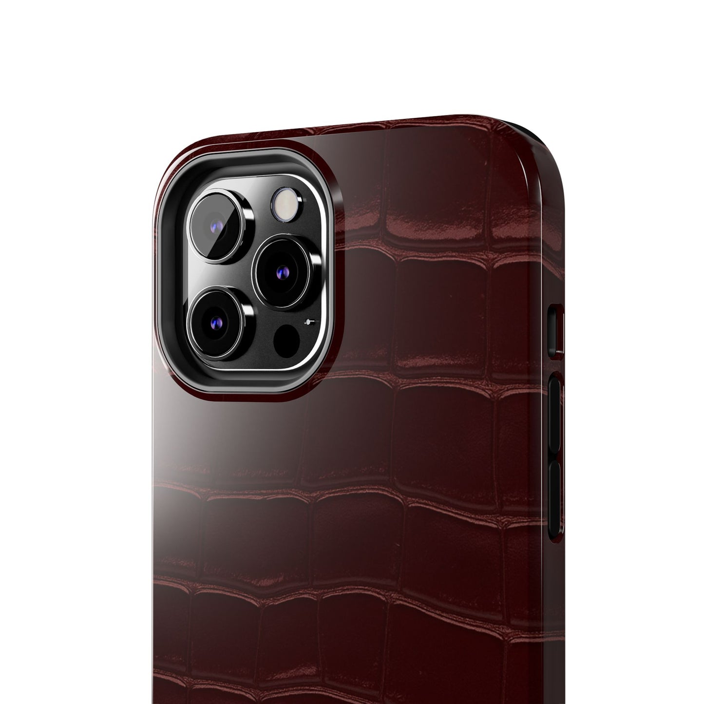 Tough Phone Case — Burgundy, Croc-Embossed